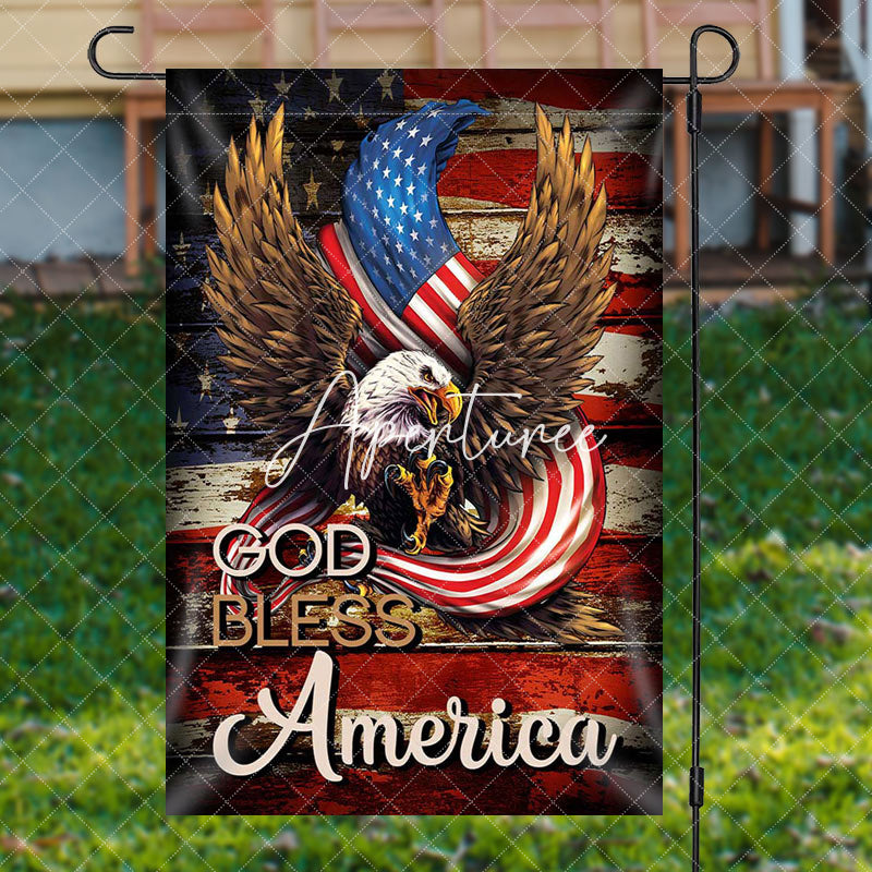 Aperturee Eagle God Bless America Independence Day Garden Flag