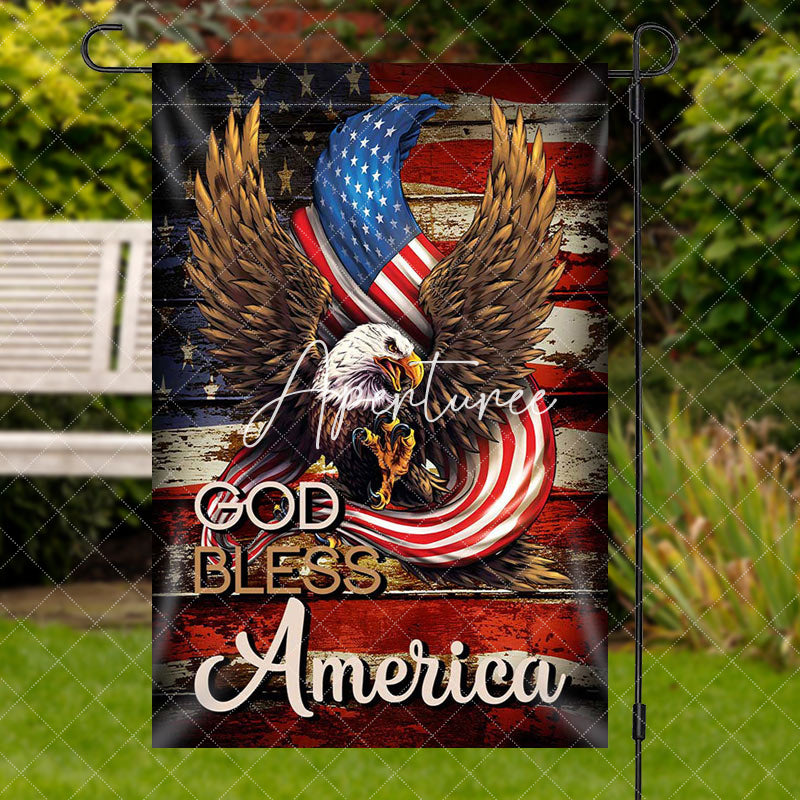 Aperturee Eagle God Bless America Independence Day Garden Flag