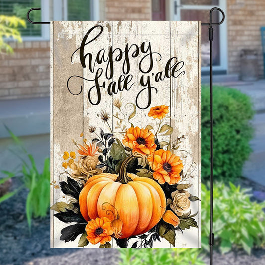 Aperturee Pumpkin Floral Retro Wooden Thanksgiving Garden Flag