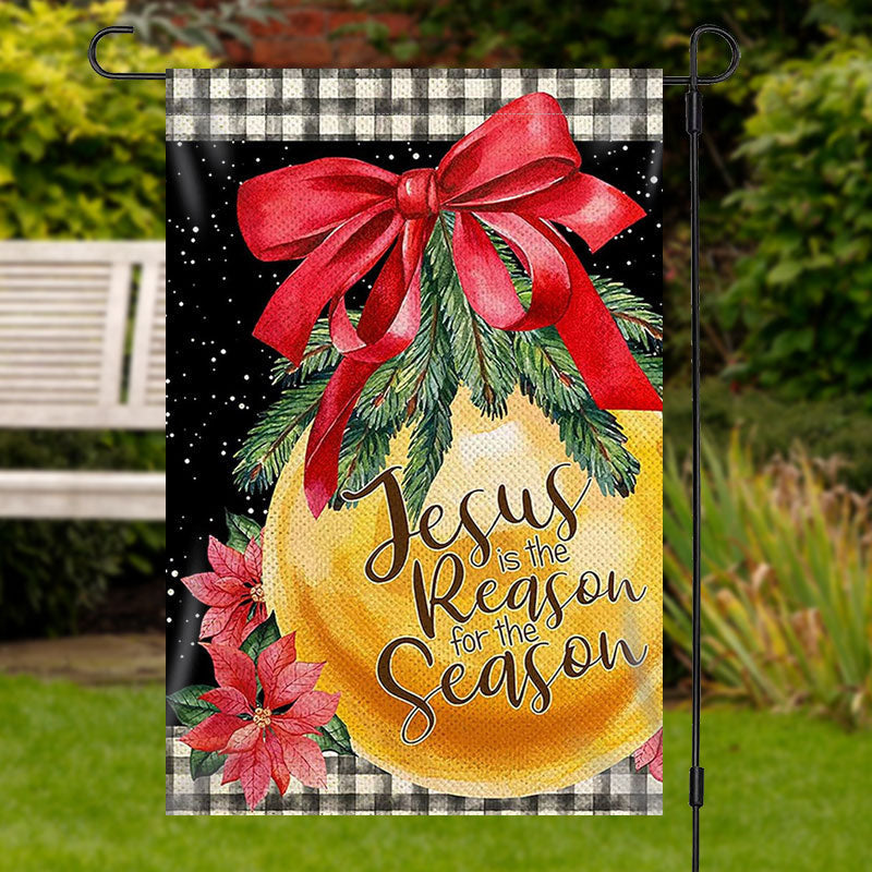 Golden Bauble Red Bowknot Christmas Garden Flag