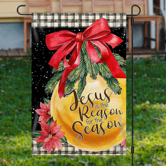 Golden Bauble Red Bowknot Christmas Garden Flag