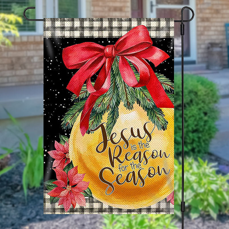 Golden Bauble Red Bowknot Christmas Garden Flag