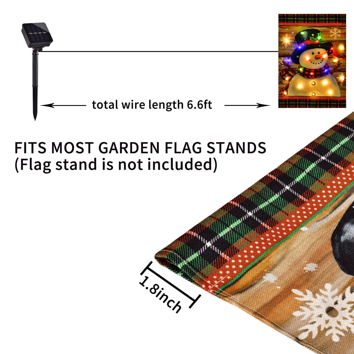 LED Lighted Snowman Plaid Christmas Garden Flag