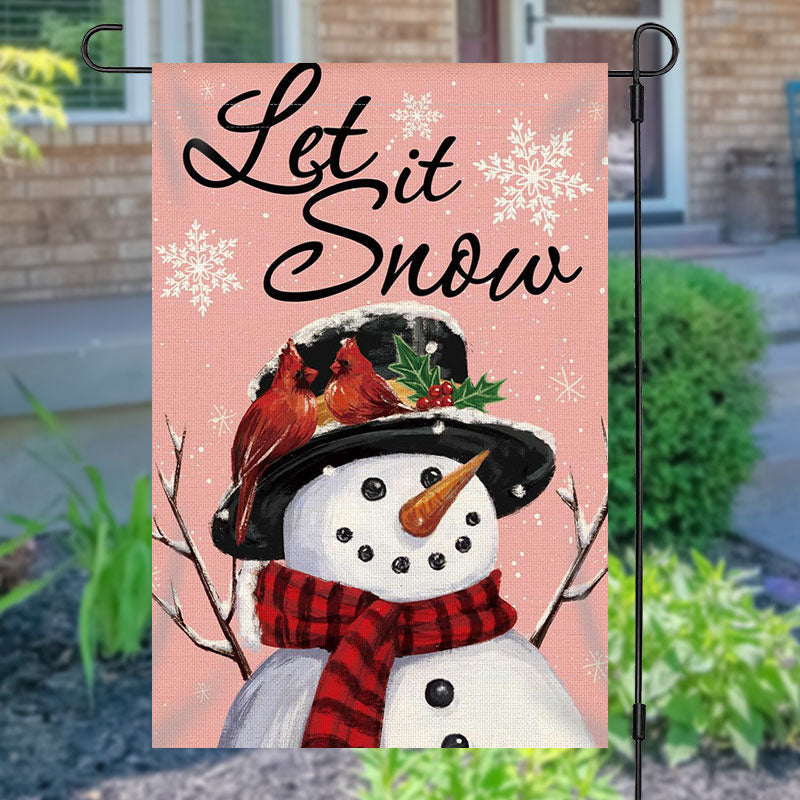 Let It Snow Lovely Snowman Christmas Garden Flag
