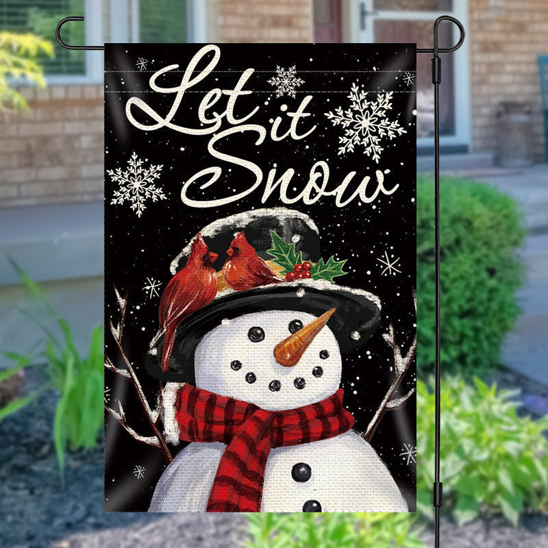Let It Snow Lovely Snowman Christmas Garden Flag