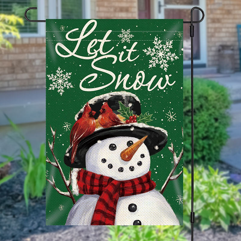 Let It Snow Lovely Snowman Christmas Garden Flag