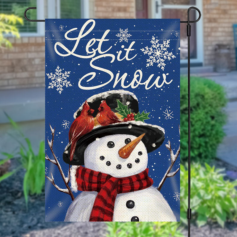 Let It Snow Lovely Snowman Christmas Garden Flag