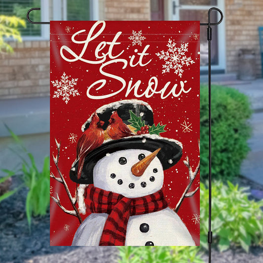 Let It Snow Lovely Snowman Christmas Garden Flag