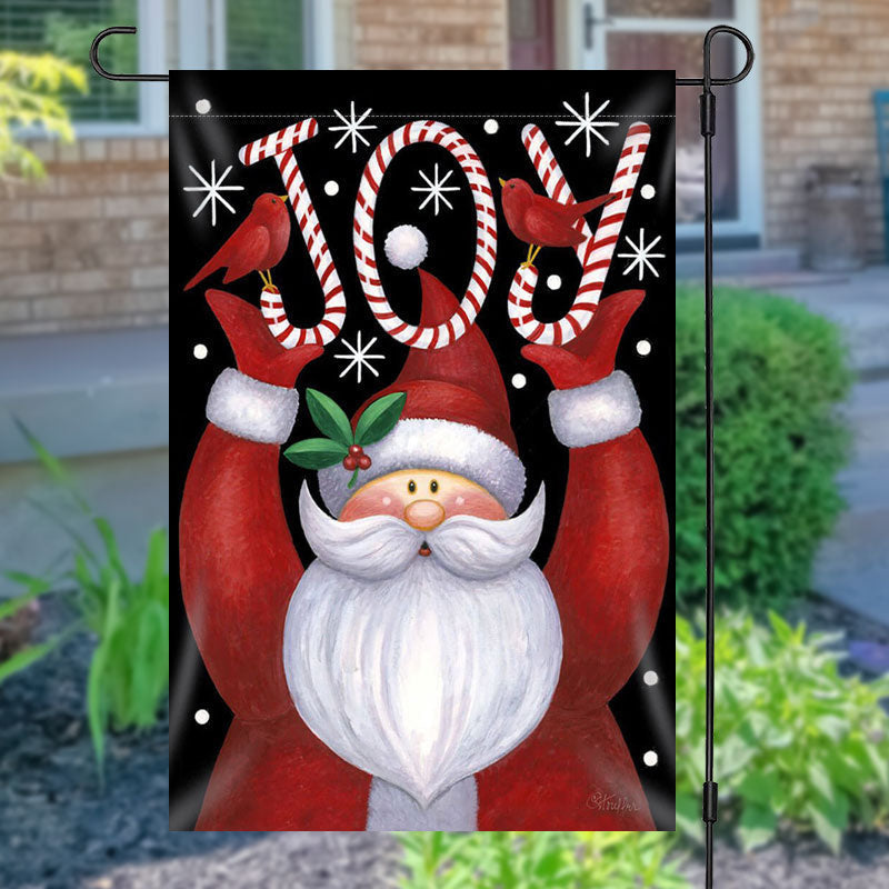 Santa Claus Joy Candy Cane Christmas Garden Flag