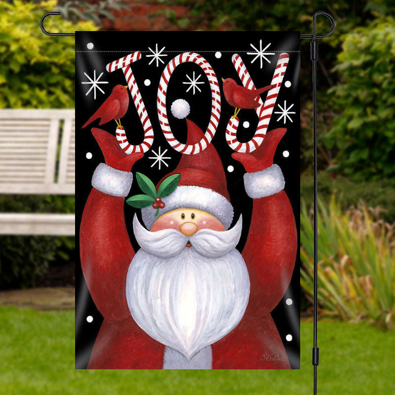 Santa Claus Joy Candy Cane Christmas Garden Flag