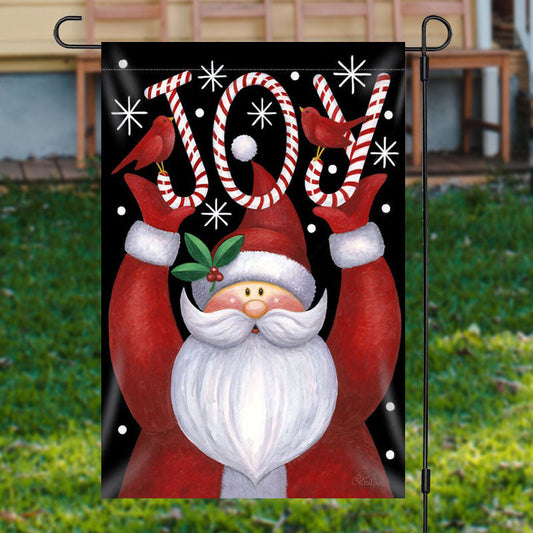 Santa Claus Joy Candy Cane Christmas Garden Flag