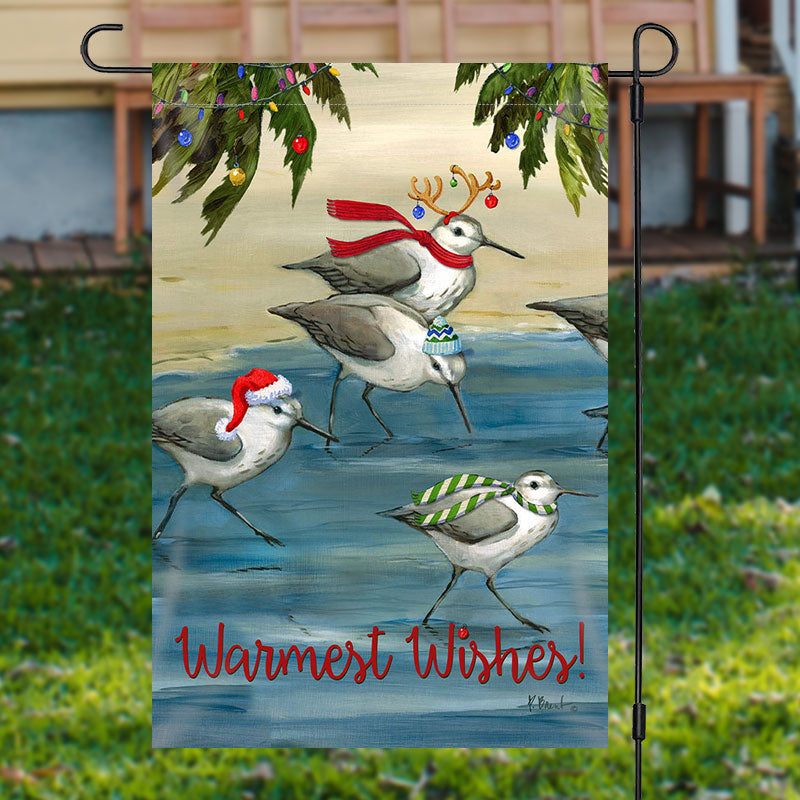 Warmest Wishes Birds Painting Christmas Garden Flag
